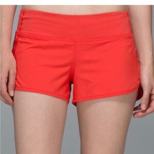 Bright orange/red Lululemon Speedup Shorts